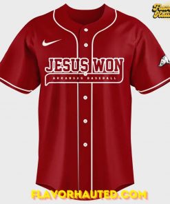 Arkansas Razorbacks Baseball “Jesus Won” Special Red Jersey