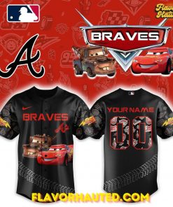 Atlanta Braves x Lightning McQueen Version Baseball Jersey 3