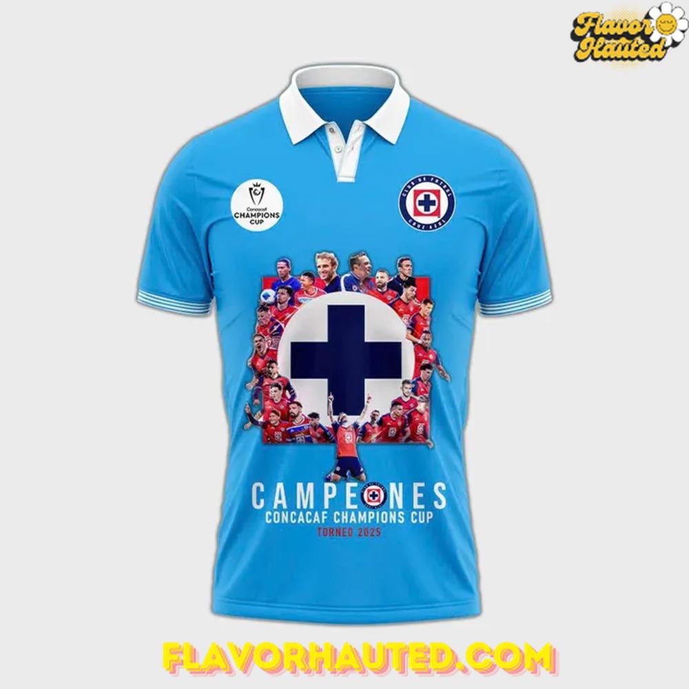Cruz Azul 2025 CONCACAF Champions Limited Edition Polo Shirt Cruz Azul 2025 CONCACAF Champions Limited Edition Polo Shirt