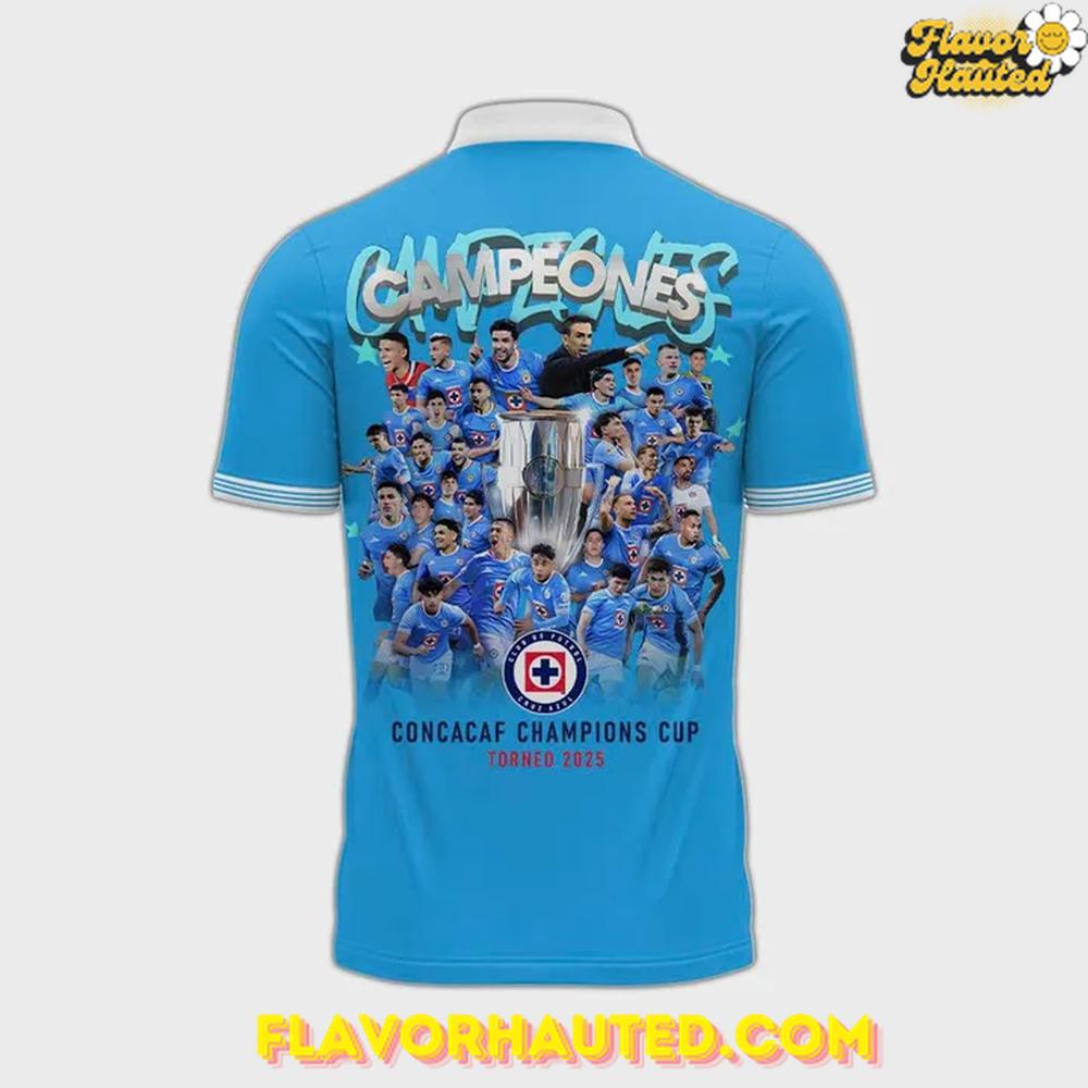 Cruz Azul 2025 CONCACAF Champions Limited Edition Polo Shirt Cruz Azul 2025 CONCACAF Champions Limited Edition Polo Shirt