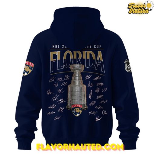 Florida Panthers Champion NHL 2025 Stanley Cup Navy Blue Hoodie