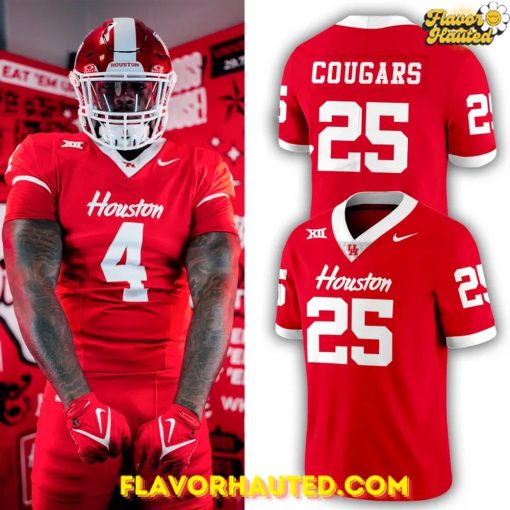 Houston Cougars Uniform Set for 2025 Red Football Jersey