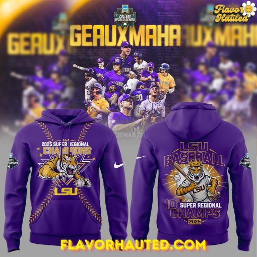 LSU Tigers Baseball 2025 Super Regional Champions Purple Hoodie