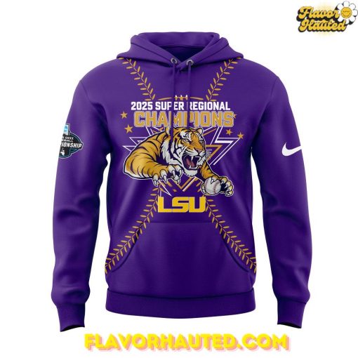LSU Tigers Baseball 2025 Super Regional Champions Purple Hoodie