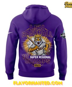 LSU Tigers Baseball 2025 Super Regional Champions Purple Hoodie 3