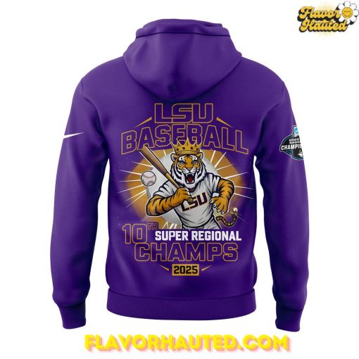 LSU Tigers Baseball 2025 Super Regional Champions Purple Hoodie