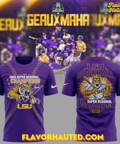 LSU Tigers Baseball 2025 Super Regional Champions Purple T-Shirt
