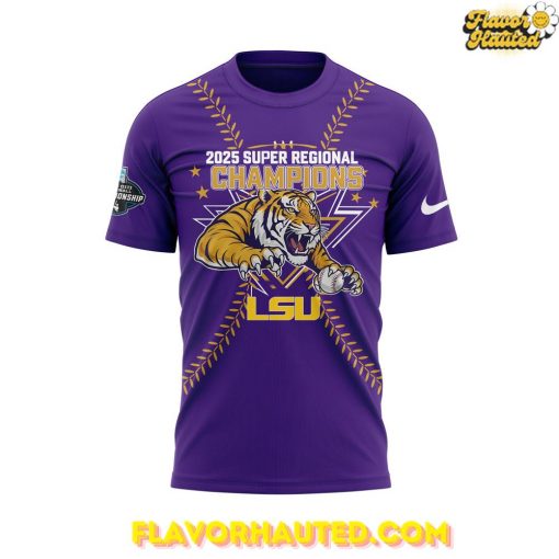 LSU Tigers Baseball 2025 Super Regional Champions Purple T-Shirt