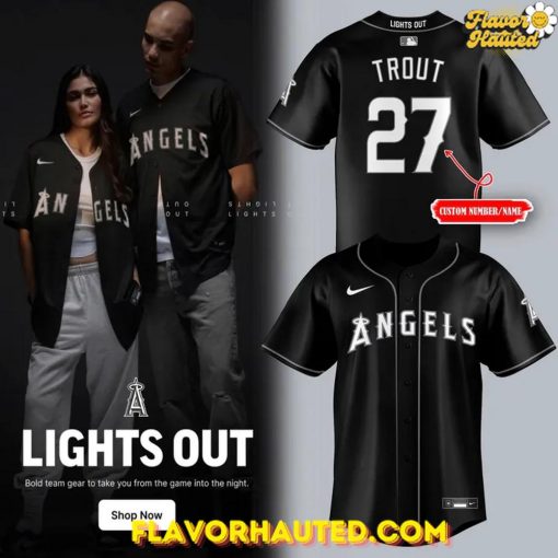 Los Angeles Angels Black Lights Out Custom Baseball Jersey