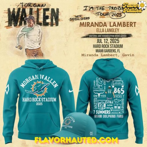 Miami Dolphins and Morgan Wallen Hard Rock Stadium 2025 Special Concert Hoodie