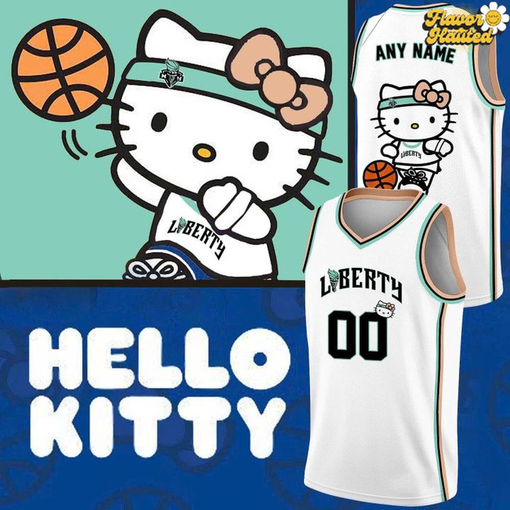 New York Liberty Hello Kitty Charm Special Basketball Jersey New York Liberty Hello Kitty Charm Special Basketball Jersey