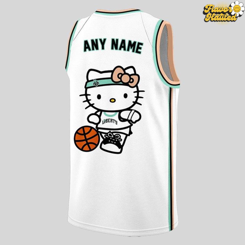 New York Liberty Hello Kitty Charm Special Basketball Jersey New York Liberty Hello Kitty Charm Special Basketball Jersey