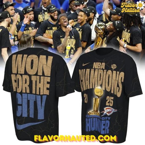 OKC Thunder 2025 NBA Champions Nike On-Court Black T-Shirt