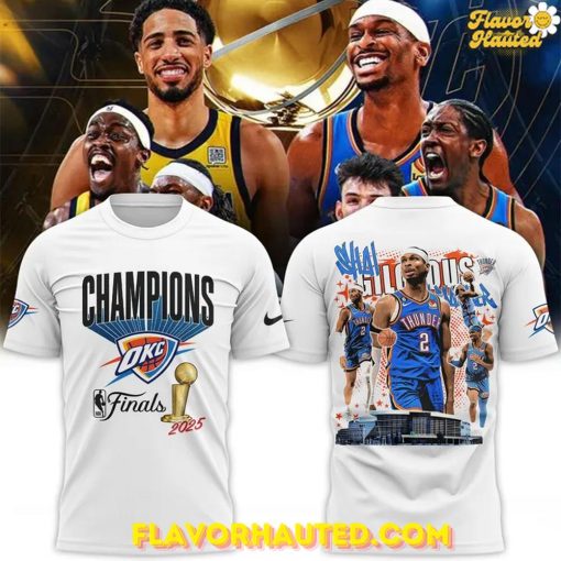 Oklahoma City Thunder Champions NBA 2025 White T-Shirt