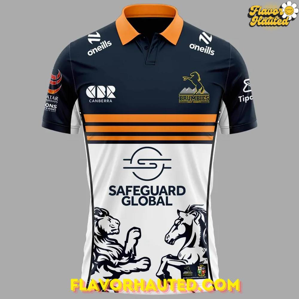 Safeguard Global ACT Brumbies Lions 2025 Special Polo Shirt Safeguard Global ACT Brumbies Lions 2025 Special Polo Shirt