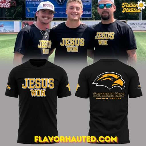 Southern Miss Golden Eagles Jesus Won Black T-Shirt