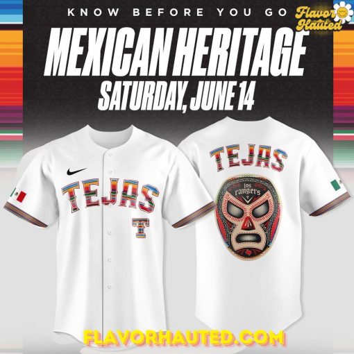 Texas Rangers Viva Tejas! Hispanic Heritage Month 2025 White Baseball Jersey