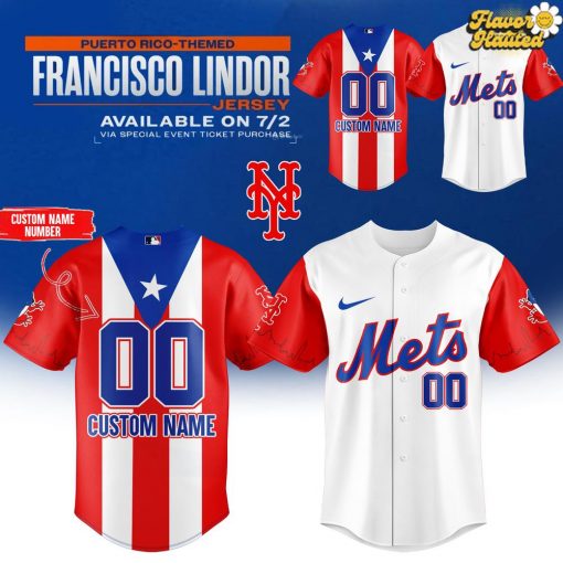Francisco Lindor Puerto Rico-Themed New York Mets Limited Edition Baseball Jersey
