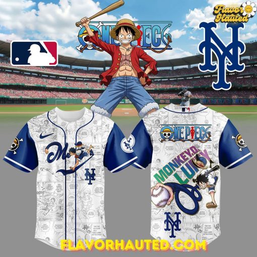 New York Mets Straw Hat Monkey D. Luffy Special Baseball Jersey